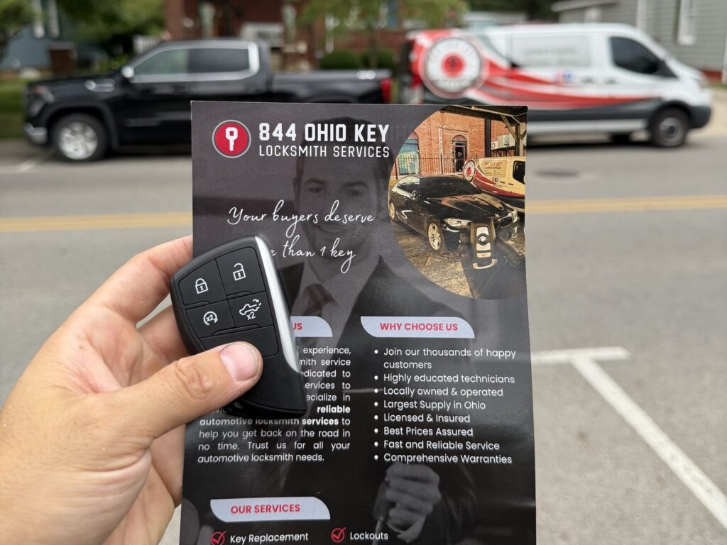 New proximity key fob for a 2023 GMC Sierra, made at the customer’s truck in Canal Winchester